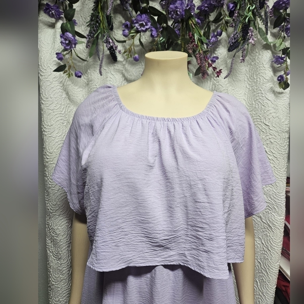 Purple Ruffled Off-Shoulder Maxi Sundress - Picture 3 of 9